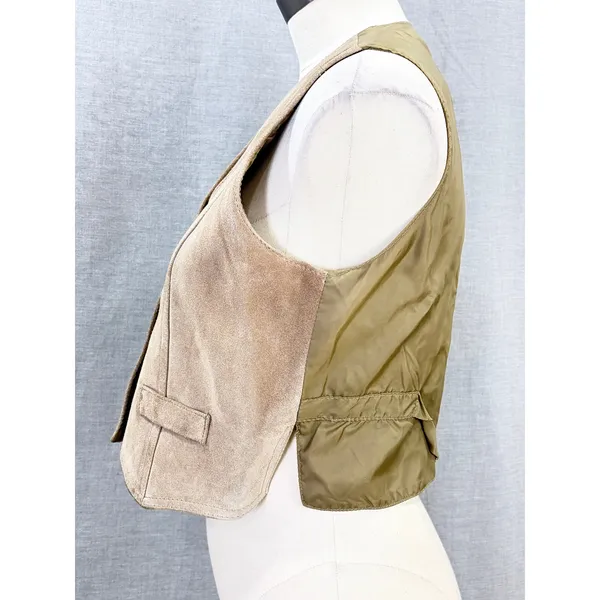 Vintage 70s Sears JR Bazaar Tan Suede‎ Leather Vest Women's L Western Boho - Image 4