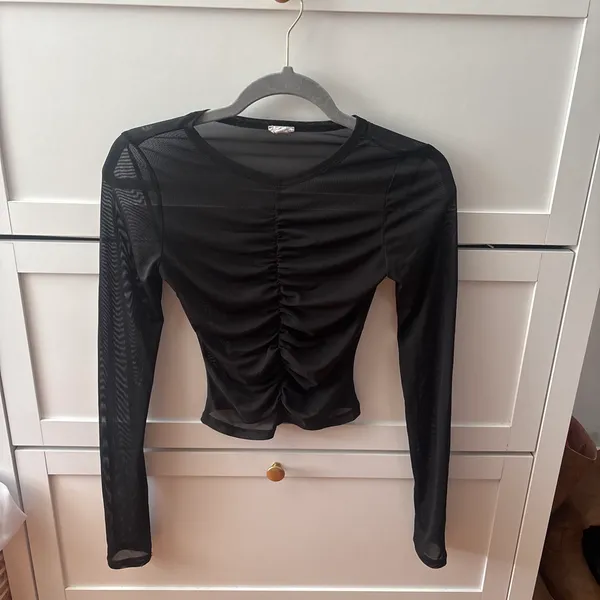 Sheer Top Garage Black Ruched - Image 2