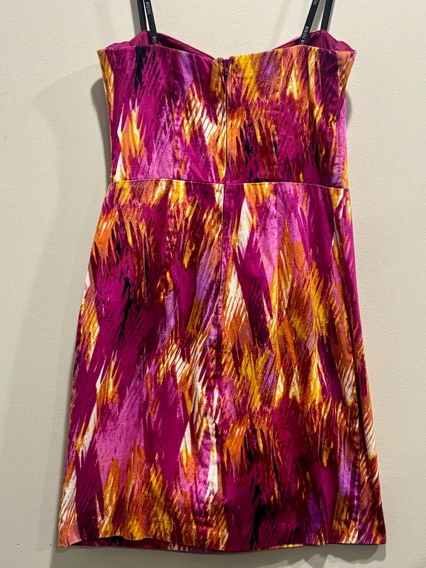 Bisou Bisou Y2K Magenta Gold Abstract Bustier Strapless Mini Dress 8⁠ - Image 2