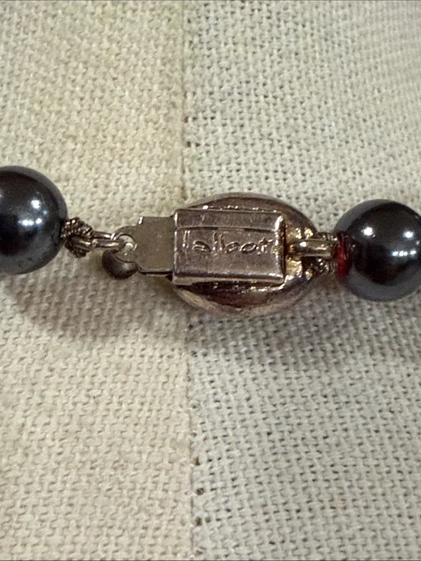 Talbots Vintage Grey Faux Tahitian Hand Knotted Pearl Bead Choker Necklace - Image 5