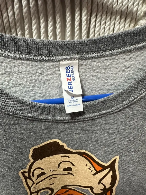 Jerzees Gray Sweatshirt with Orange Cleveland Mascot Graphic - Image 2