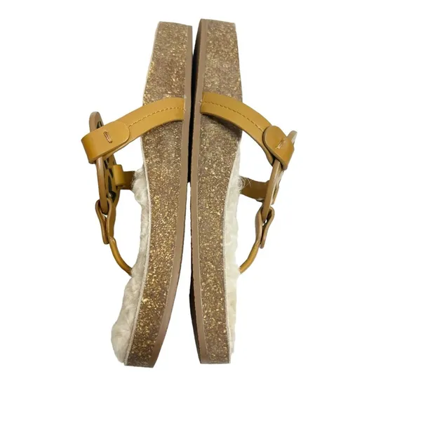 Tory Burch Miller shearling cloud sandal Caramel Corn Buttermilk‎ Sz 8 - Image 3