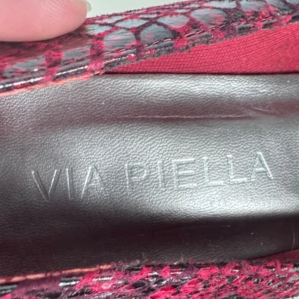 Via Piella Sophie Red Faux Suede Snake Print Pointed Toe Kitten Heel Womens 11 - Image 8