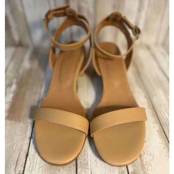 J. Jill‎ Ariane Taupe Leather Open Toe Block Heel Sandals Size 8 - Image 2