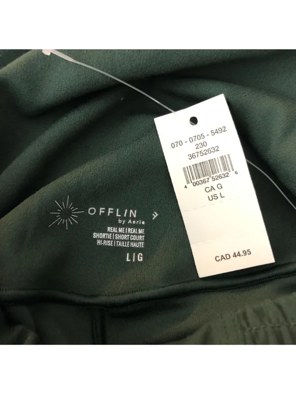 Offline By Aerie Real Me Shortie Green High-Rise Womens Shorts Size L - Image 4