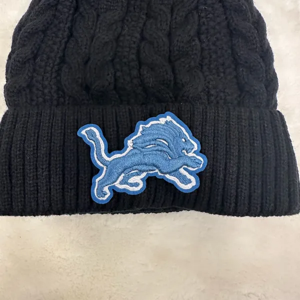 Detroit lions nfl Cozy Black Knit Beanie with Blue Lions logo Emblem! - Image 2