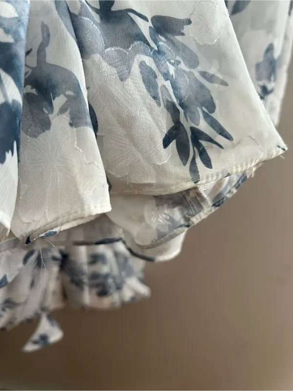 Baltic Born Luca Jacquard Kimono Slate Blue Floral White Short Sleeve Maxi - Image 9