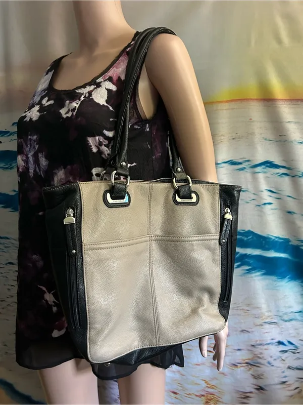 Tignanello Classic Two-Tone Tote Bag Black & Cream - Image 16