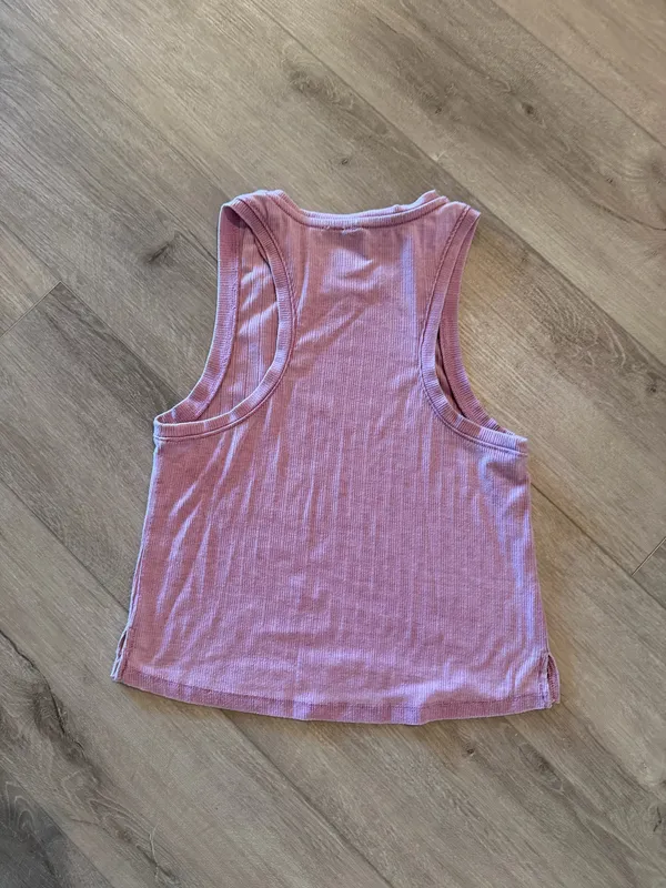 Lavender Ribbed High-Neck Racerback Crop Tank Top - Image 2
