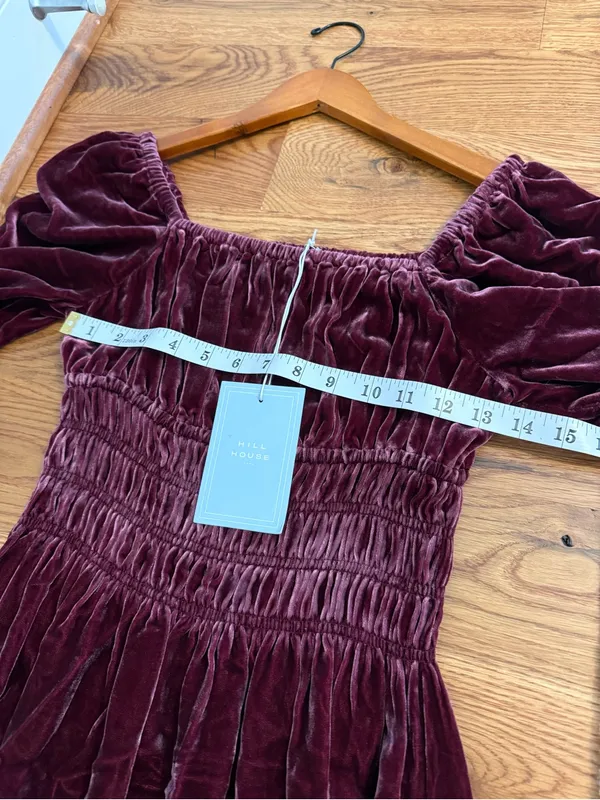 Hill House Home The Jasmine Nap Dress in burgundy velvet - XS - NWT - Image 6