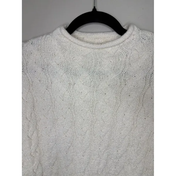 J.Crew Cream Cable Knit Sweater Size Small Cozy Classic Pullover - Image 4
