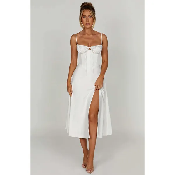NWT Babyboo Deanna Ivory Corset Lace Up Fit & Flare Midi Dress Womens Size M - Image 8