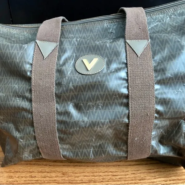 Mario Valentino V Monogram Authentic Brown Coated Canvas Zip Tote Vintage travel bag - Image 10