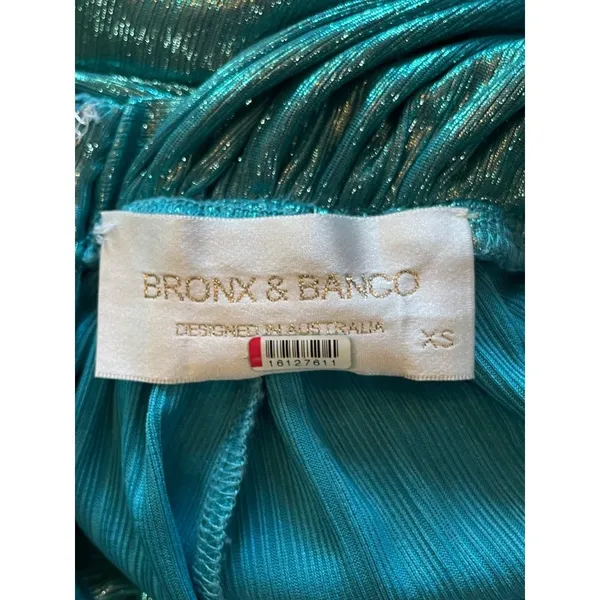 Bronx and Banco Romi Metallic Gown Blue Womens Size XS - Image 8