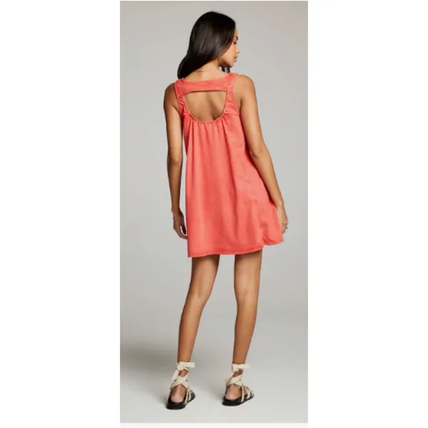 Saltwater‎ Luxe Women's Boho Poppy Red Smocked Mini Dress SZ Medium NWT - Image 2