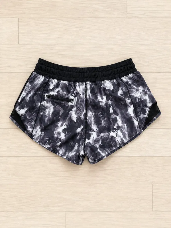 Lululemon Women's Hotty Hot Low-Rise Lined Running Shorts Black Floral 10 - Image 2