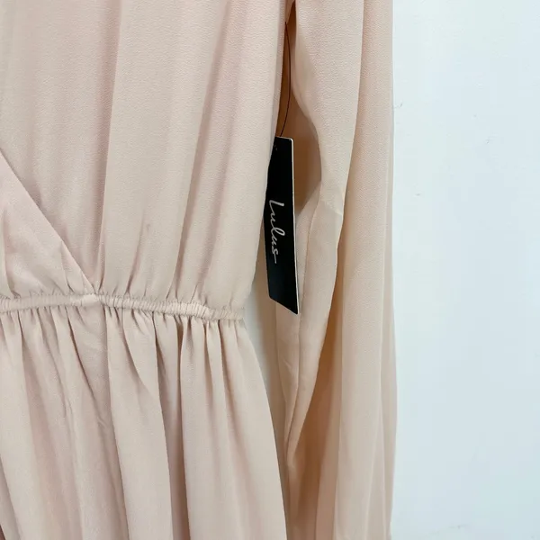 Lulus Wondrous Blush Pink Long Sleeve Maxi Dress Formal Chiffon Medium NWT - Image 7