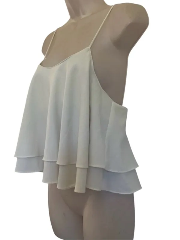 Free People Tropical Wave Tie-Back Layered Ruffle Crop Top | Cream - Small - Image 11