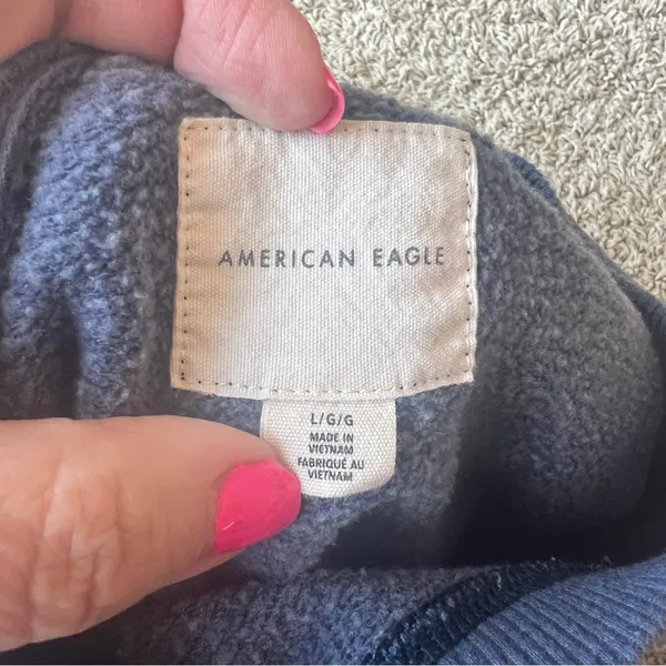 Vintage American Eagle Malibu Sweatshirt Sz Large Denim Blue Fleece R9 - Image 3