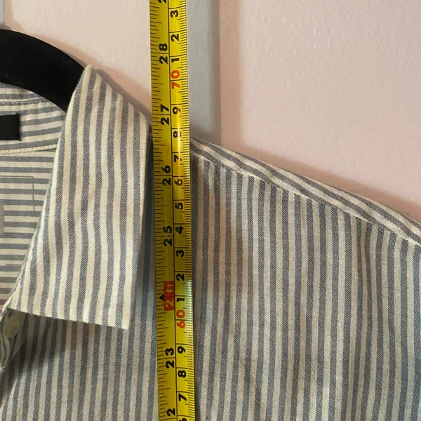 ATM Blue White Stripe Boyfriend Button Down Blouse Cotton Preppy Minimalist XS - Image 8