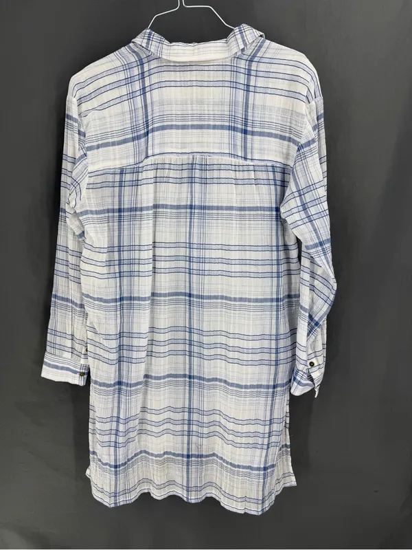 Anthropologie Pilcro and the Letterpress Western Blue & White Plaid Tunic Top - Image 5