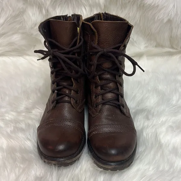 Steve Madden Brown Leather Fame Military‎ Style Boots Fisherman Core B19B - Image 8