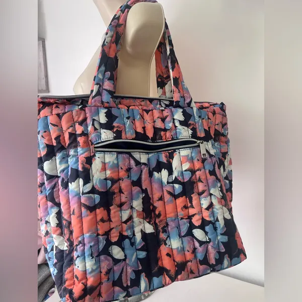 Floral Quilted Tote Bag Pink - Image 2