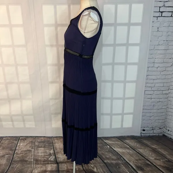 Ella moss purple black lace ankle length maxi dress size small - Image 9