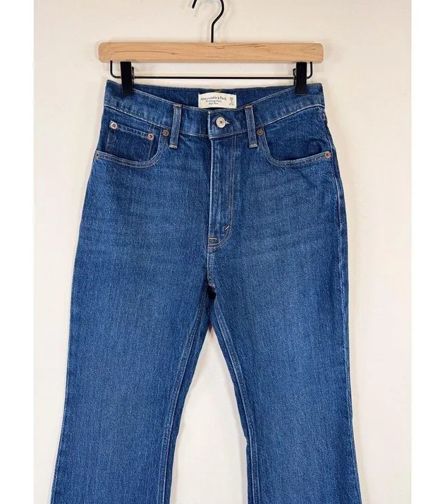Abercrombie Fitch Womens Jeans Blue Vintage Flare High Rise Denim Dark Wash 26/2 - Image 6