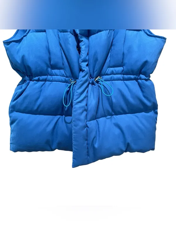 HYFVE Blue Puffer Vest Oversized Cinch Waist Quilted Winter Women Size Medium - Image 2