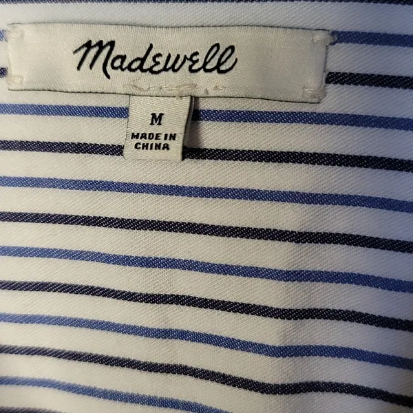 Madewell Ex Boyfriend Classic Alyssa Stripe button down collared shirt sz Med - Image 5