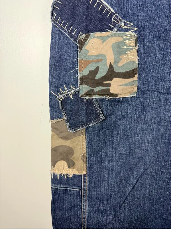 Anthropologie Kenna Mid-Rise Heritage Barrel Jeans by Pilcro: Patchwork Edition camo 29 - Image 6