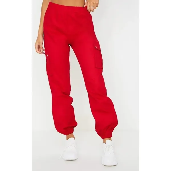 PrettyLittleThing Women's‎ Red Cargo Jogger Pants Size 6 Casual Elastic Waist - Image 2