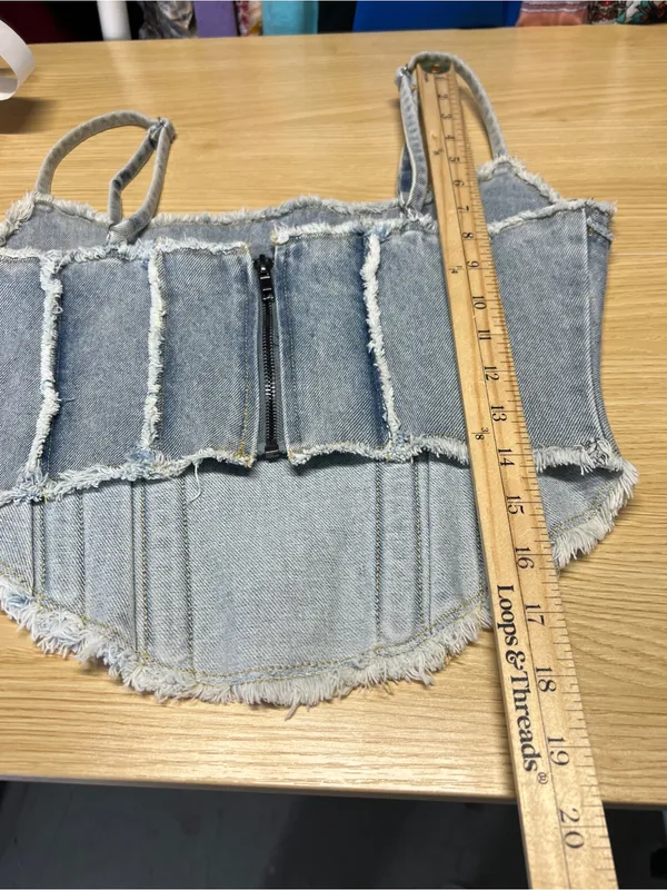 Altar'd State Light Wash Denim Corset Tank -‎ Light Blue - Image 11