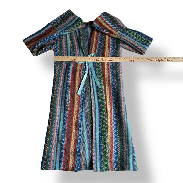 American Vintage Vintage Psychedelic Knit‎ Duster Cardigan Rainbow ZigZag Stripe Bell Sleeve XS-S - Image 2