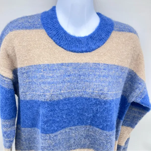 Madewell Blue and Tan Crewneck Sweater-Size XS - Image 2