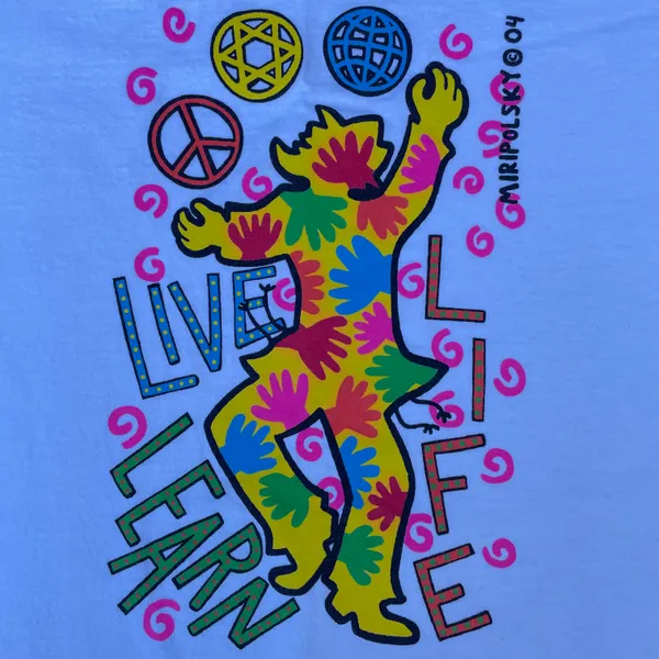 Vintage Live Life Learn White Colorful Graphic T-shirt - Image 3