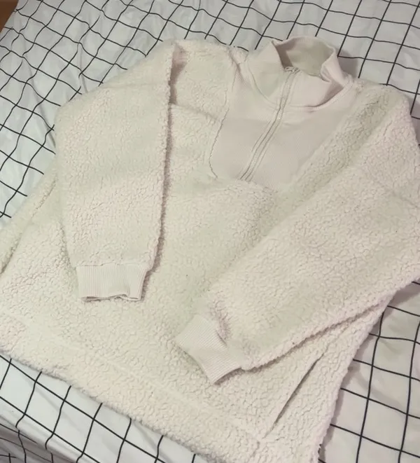 Aerie White Fuzzy Pullover - Image 2