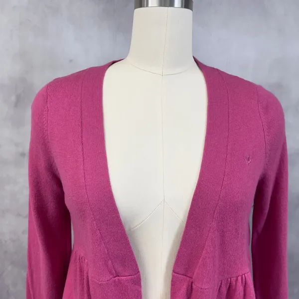 Aerie Cardigan Sweater Womens Large Pink Peplum Open‎ Front Girly Coquette Girly - Image 3