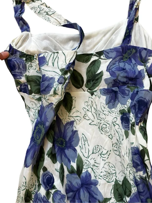 Vintage Floral Midi Dress Sequin Beaded 90s Y2K Feminine Cottagecore Party - Image 5