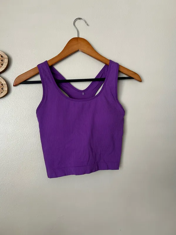Calia purple ribbed crop top - Image 3