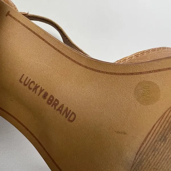Lucky Brand Sabeni T-Strap Block-Heel City Sandals Tan Size 9.5 Runs Large (10) - Image 13