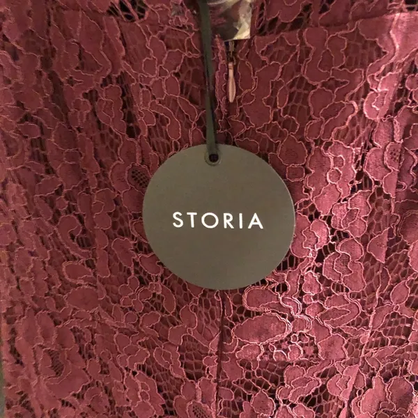 Storia High Neck Lace Mini Dress‎ burgundy red size small - Image 6
