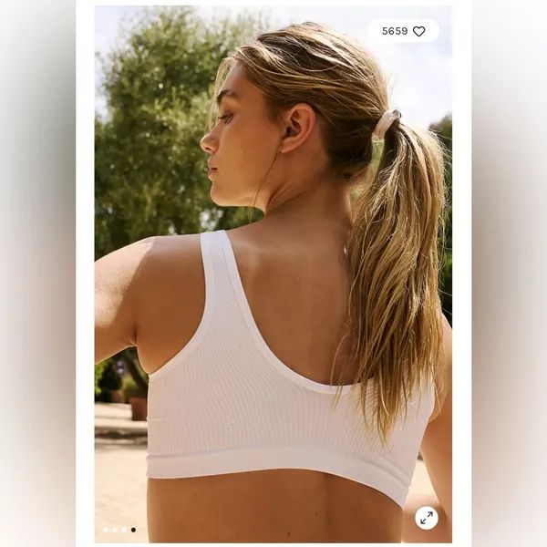 Free People Happiness Runs Scoop Neck Bra White M/L - Image 2