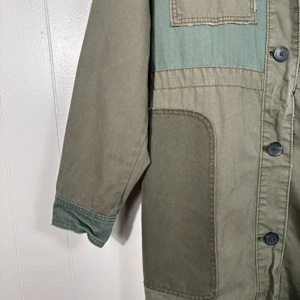 Free People Apollo Green Patchwork Military Army Green Jacket Oversized Small S - Image 2