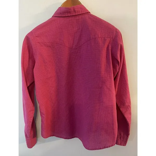 Wrangler Wrancher Womens Long Sleeve Shirt Pearl Snap Button Up Pink Medium - Image 2