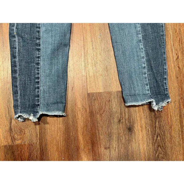 Abercrombie & Fitch Two Tone Two Striped Ankle Skinny Jeans Raw Hem Size 12 - Image 4