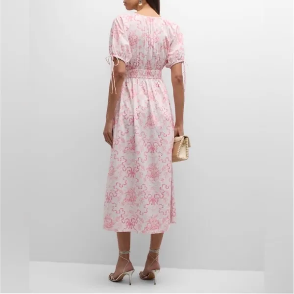 LoveShackFancy‎ Mastey Bow Print Empire Waist Maxi Dress L Easter Cottagecore - Image 2