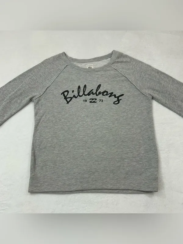 Billabong Surfer Skater Light Gray Round Neck Pullover Sweatshirt Women’s L - Image 3