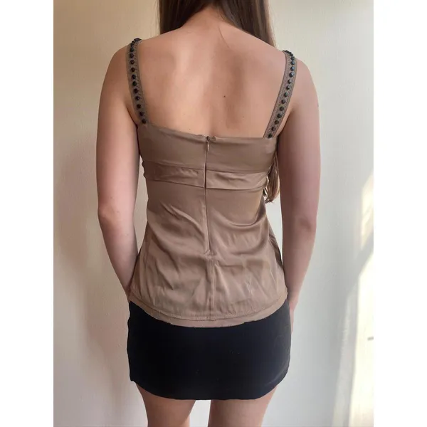 Elie Tahari Geometric Beaded Embroidered Babydoll Cami Top - Image 3